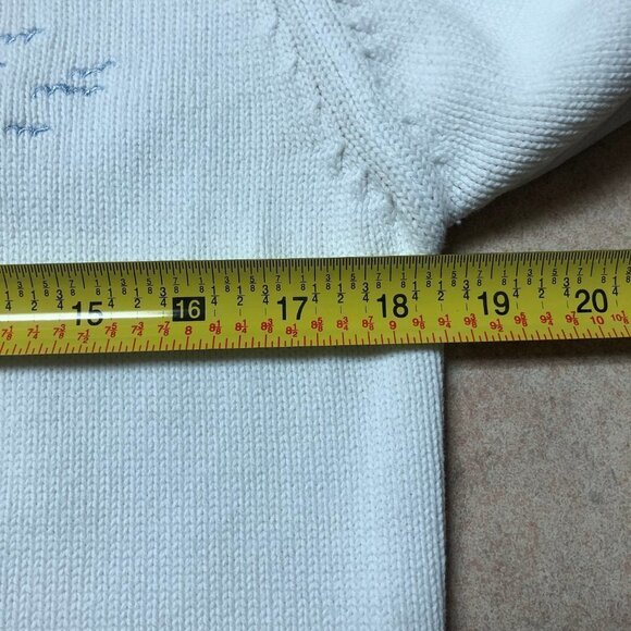 Tabi International Embroidered Sailing White Knit Pullover Sweater - Picture 7 of 10